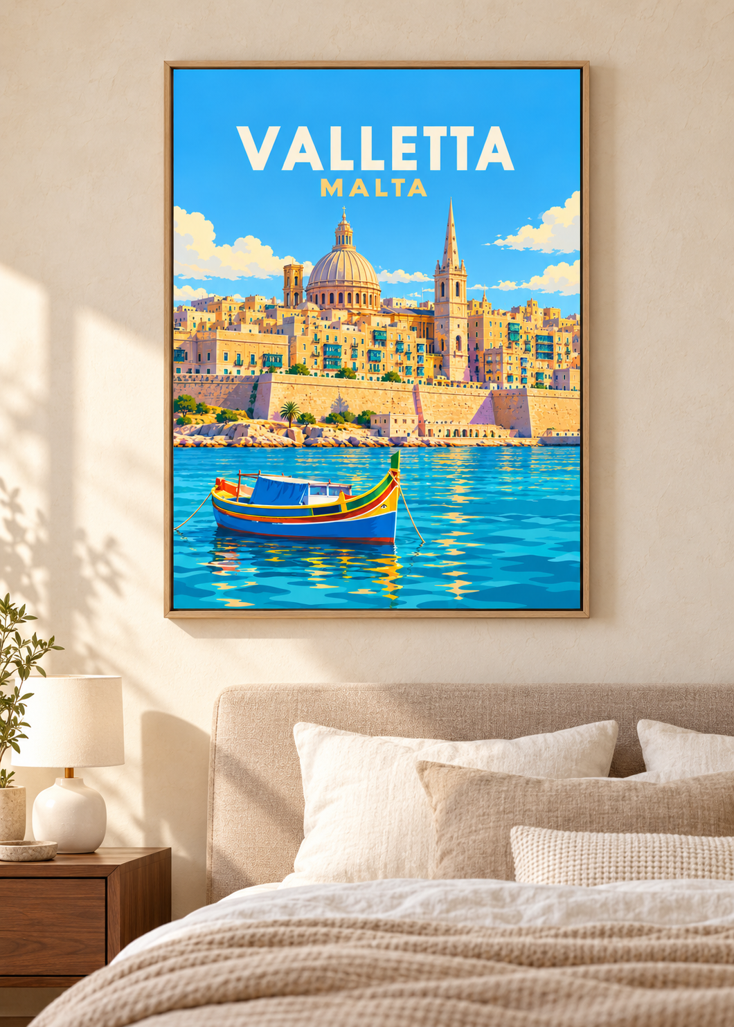 Valletta, Malta – Mockup als Leinwand im Eichenrahmen