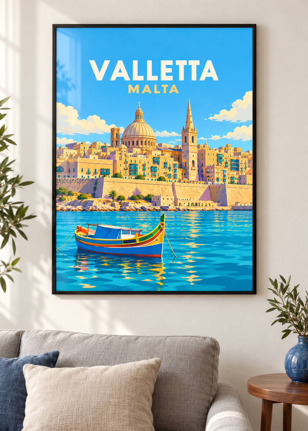 Valletta, Malta – Mockup im schwarzen Rahmen