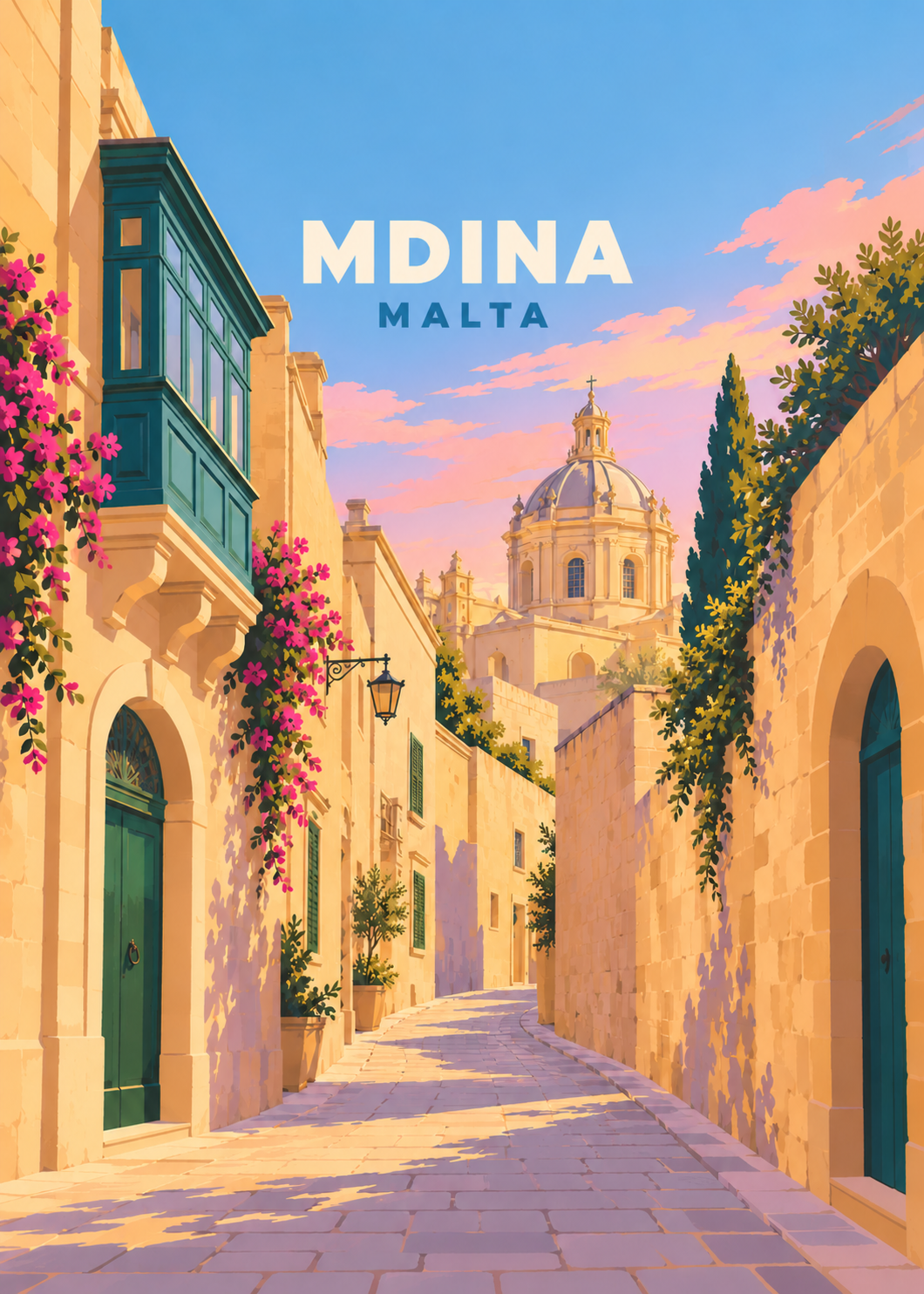 Mdina, Malta – geometrische Illustration