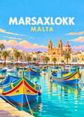 Marsaxlokk, Malta – geometrische Illustration