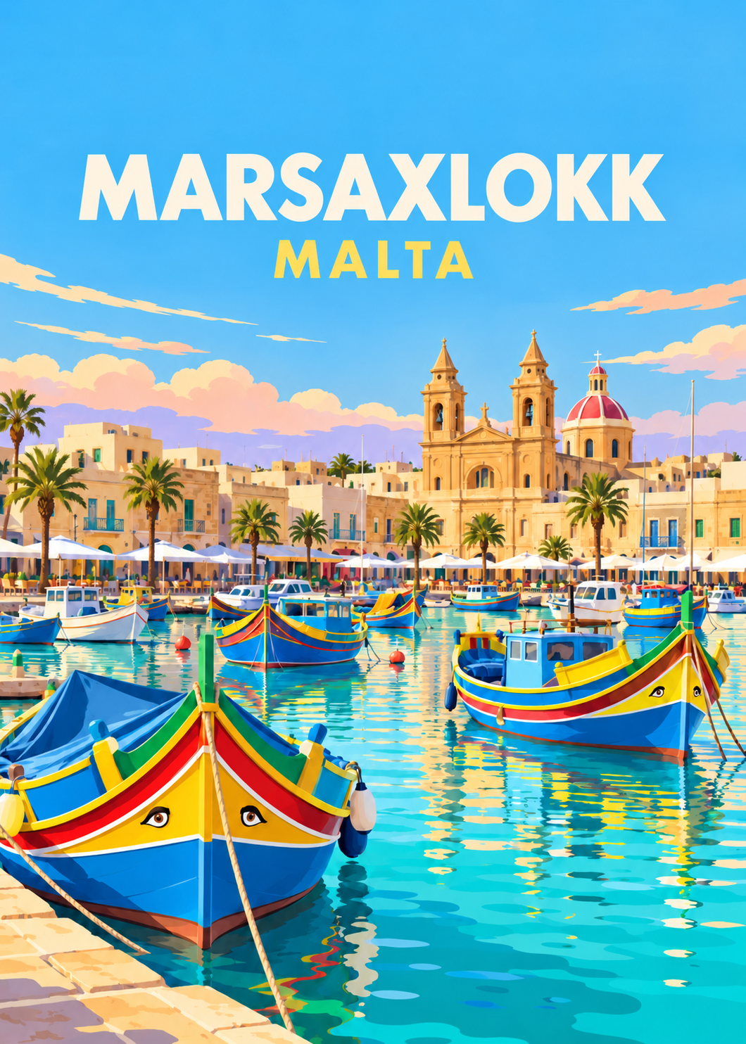 Marsaxlokk, Malta – geometrische Illustration