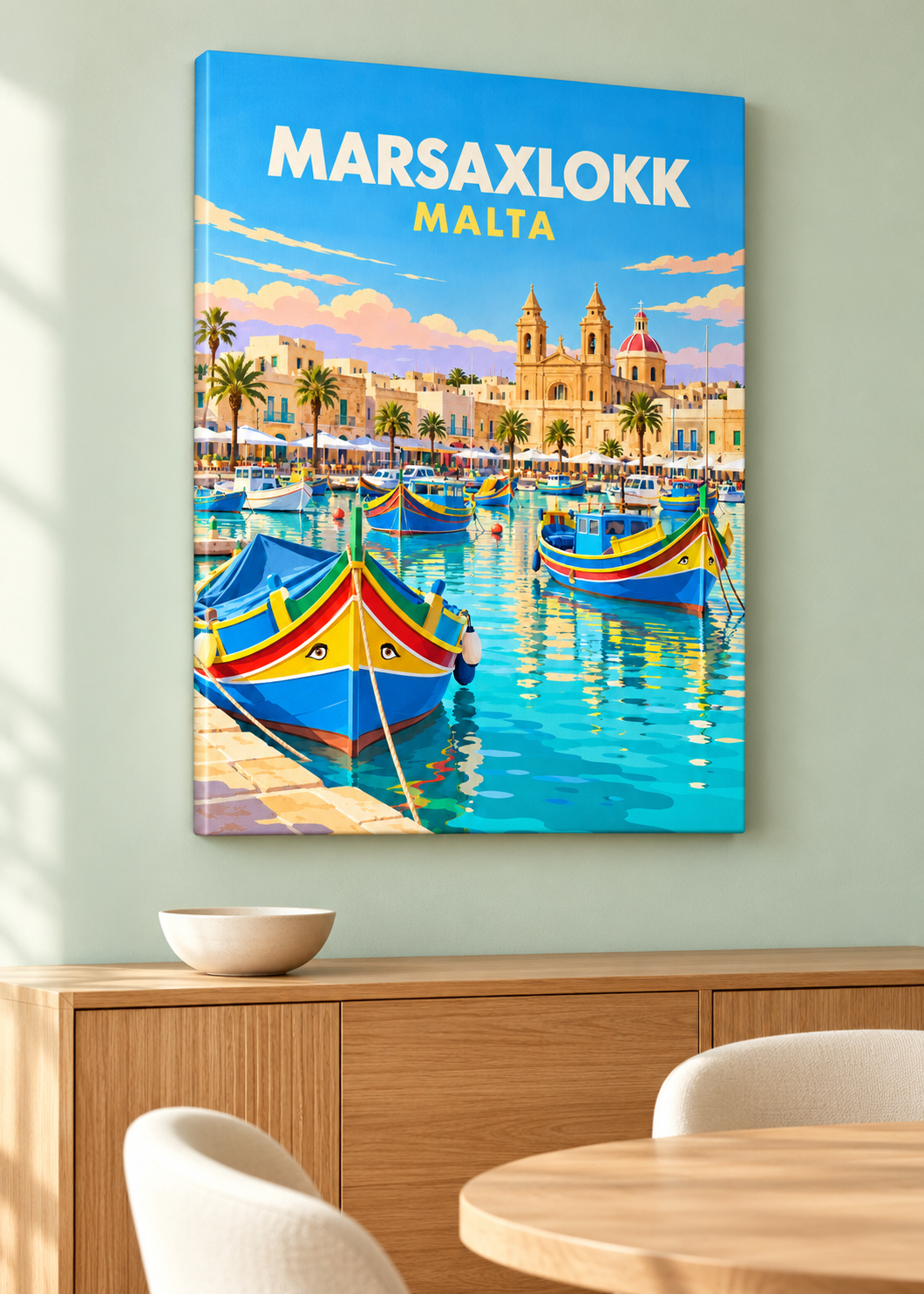 Marsaxlokk, Malta – Mockup als rahmenlose Leinwand