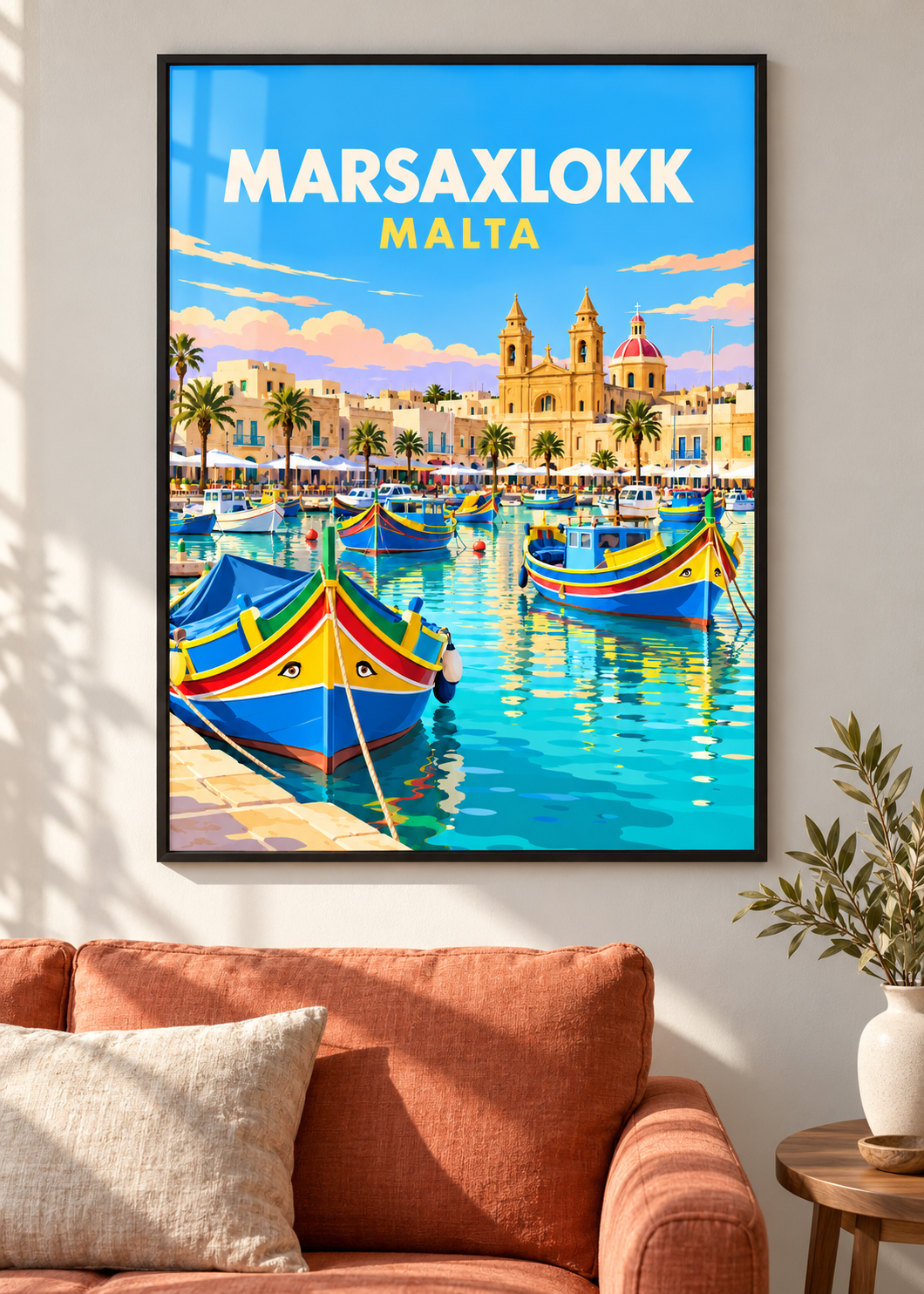 Marsaxlokk, Malta – Mockup im schwarzen Rahmen