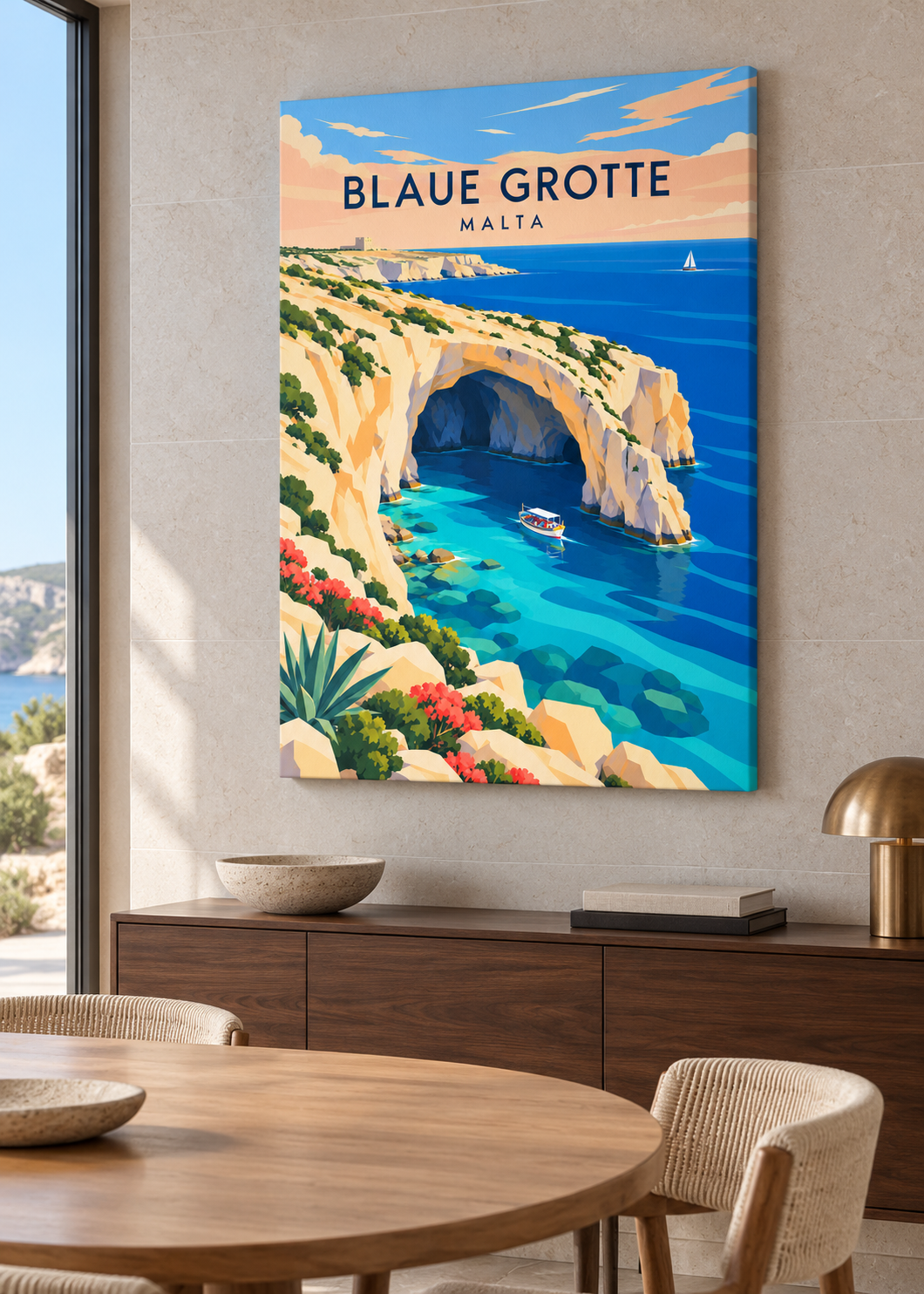 Blaue Grotte – rahmenlose Slim-Leinwand