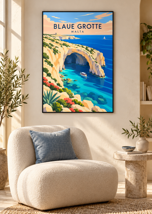 Blaue Grotte – dünner schwarzer Rahmen mit Acryl