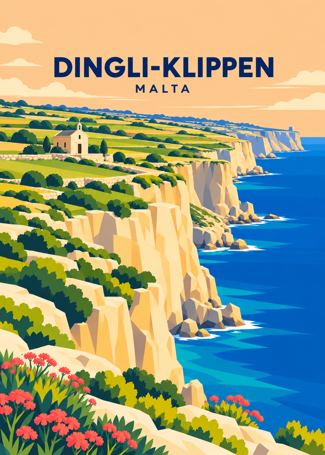 Dingli-Klippen – geometrische Illustration, Malta