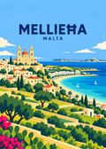 Mellieħa – geometrische Illustration, Malta