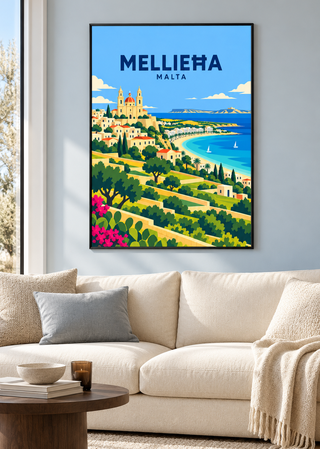 Mellieħa – dünner schwarzer Rahmen mit Acryl