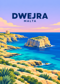 Dwejra – geometrische Illustration mit Fungus Rock, Malta