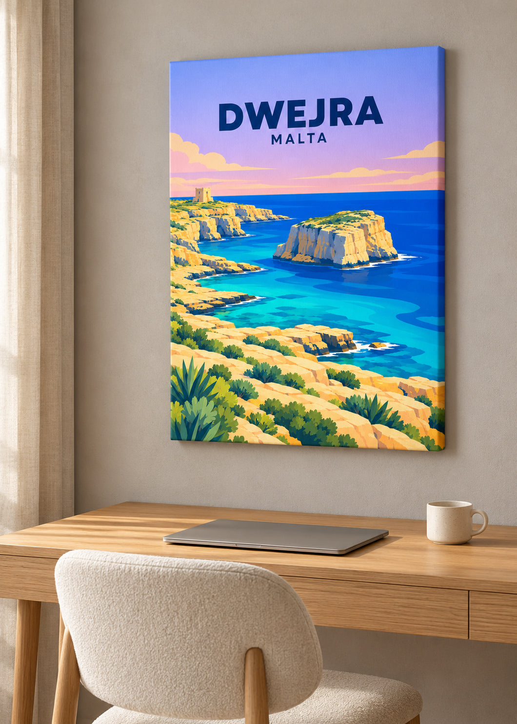 Dwejra auf rahmenloser Slim-Leinwand