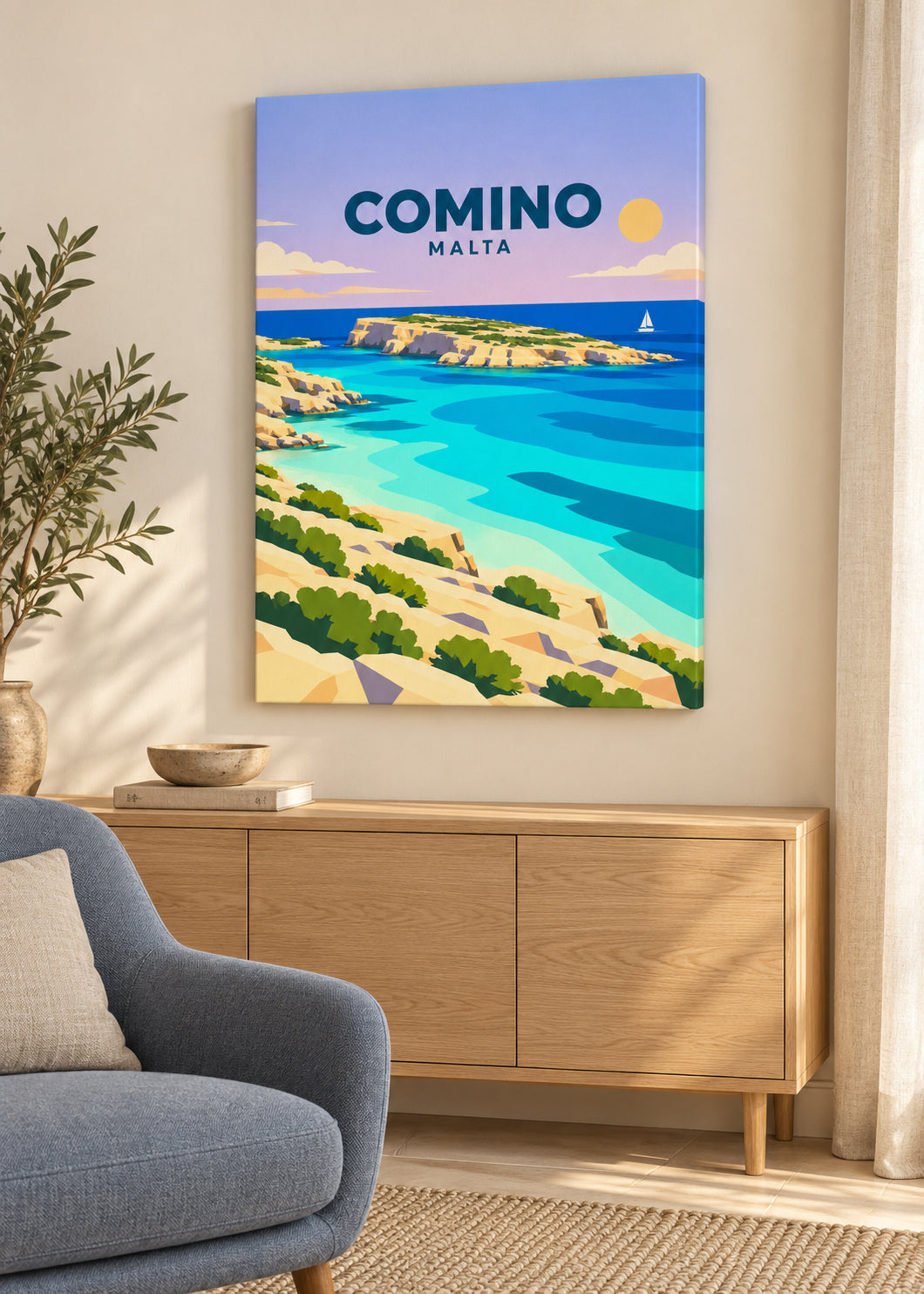 Comino auf rahmenloser Slim-Leinwand