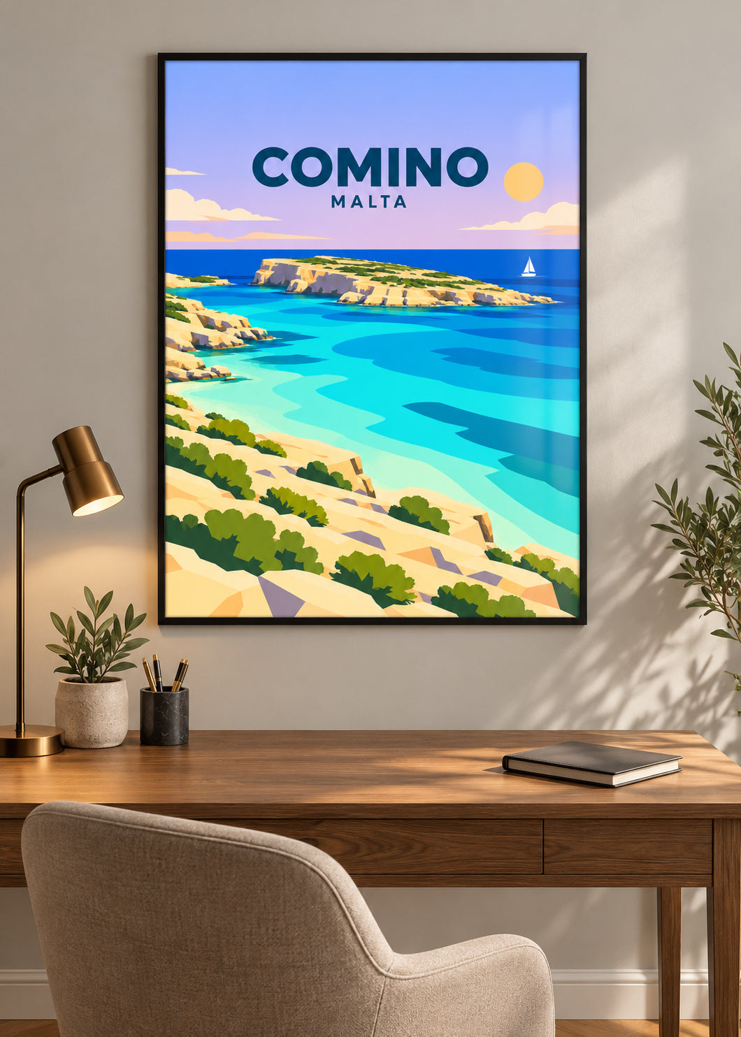 Comino im dünnen schwarzen Rahmen