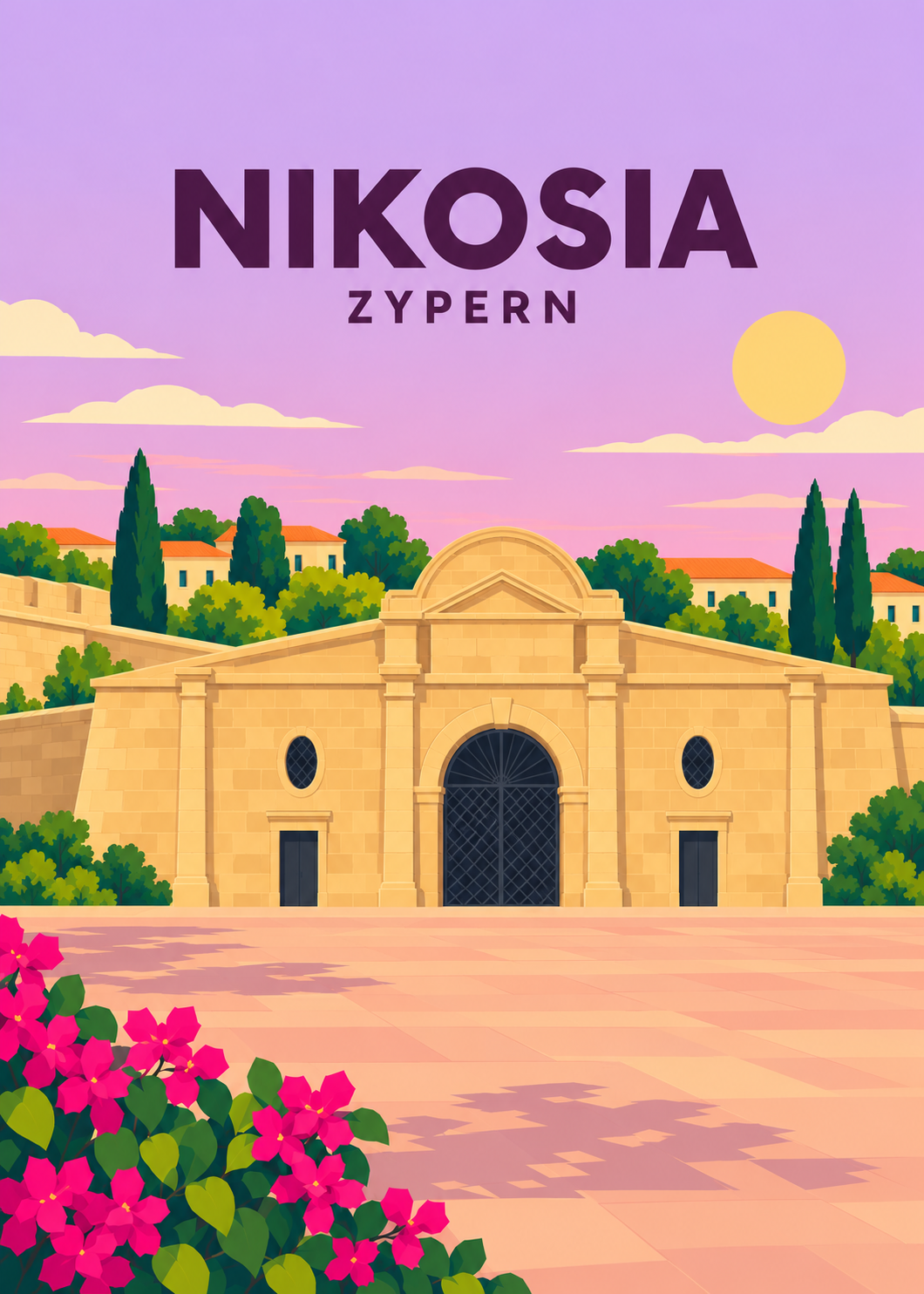 Nikosia – geometrische Illustration des Famagusta-Tors, Zypern