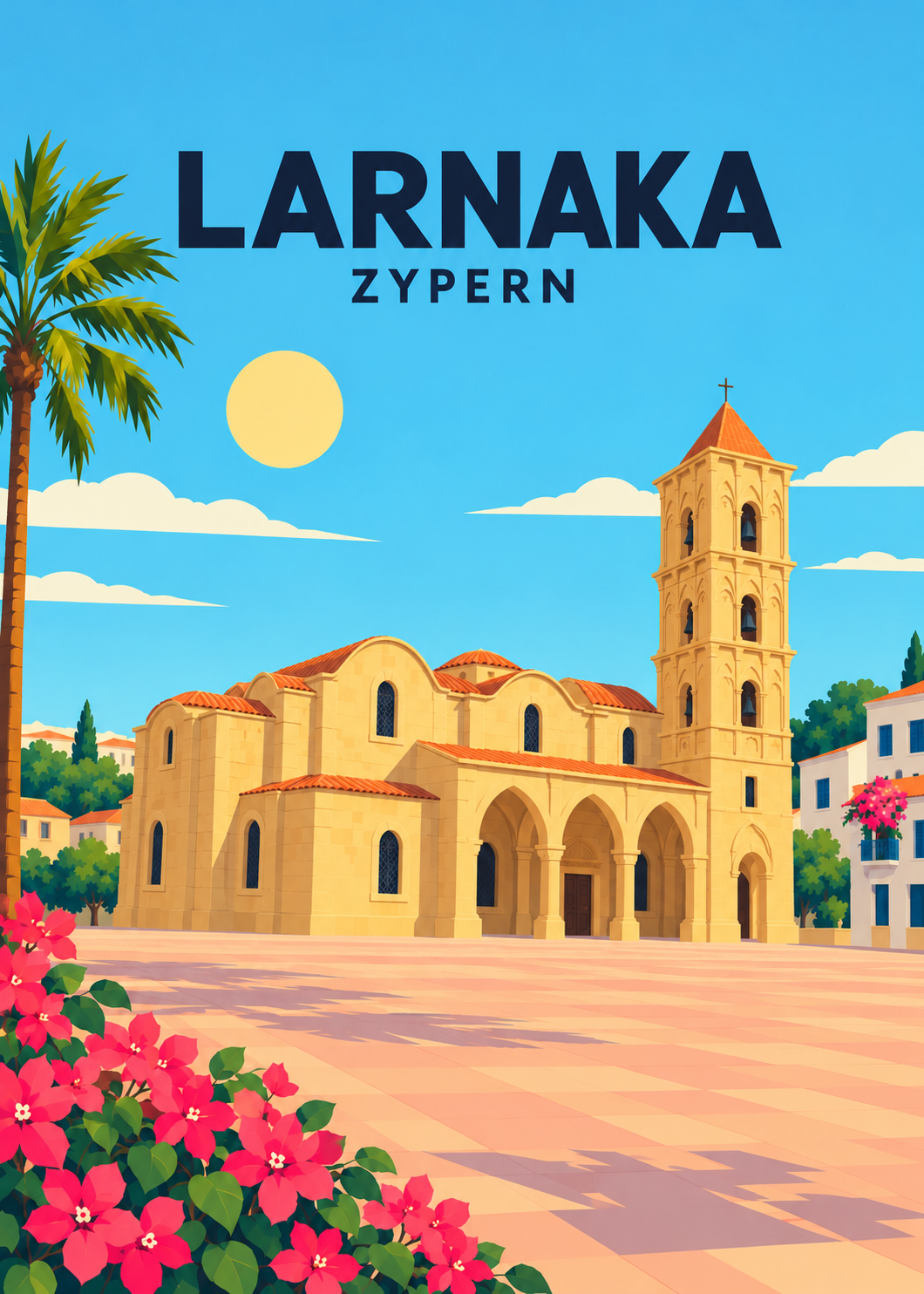 Larnaka, Zypern – geometrische Illustration der Lazaruskirche