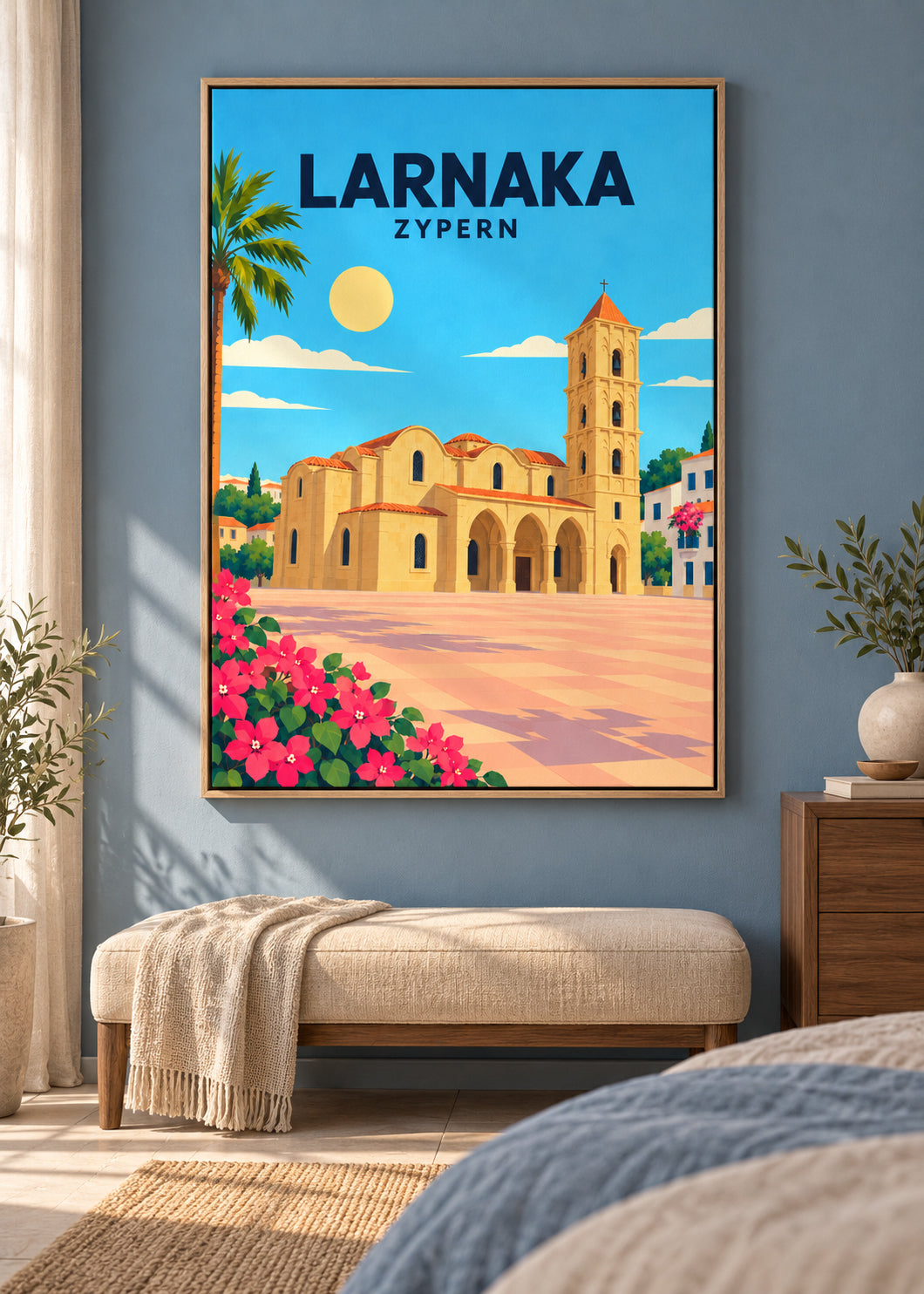 Larnaka – Leinwand im dünnen Eichen-Schattenfugenrahmen