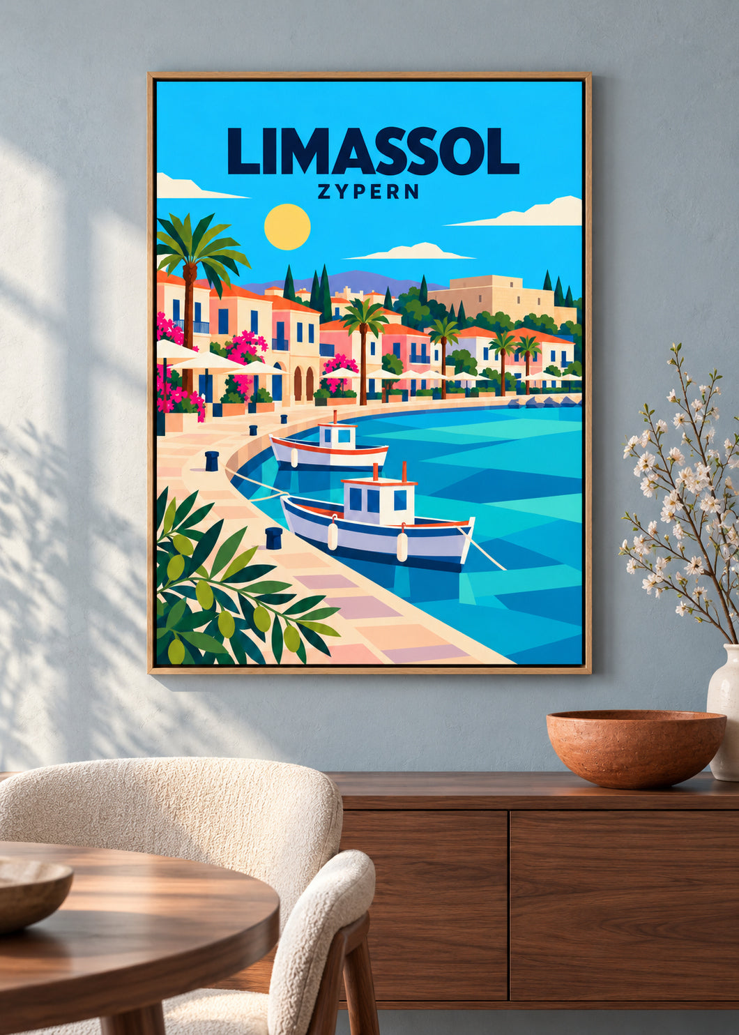 Limassol – Leinwand im dünnen Eichen-Schattenfugenrahmen