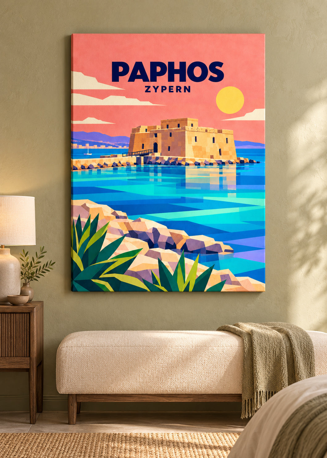 Paphos – rahmenlose Slim-Leinwand mit matter Gewebestruktur