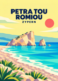 Petra tou Romiou, Zypern – geometrische Illustration der Aphrodite-Felsen