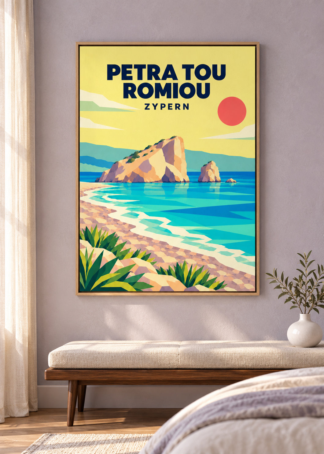Petra tou Romiou – Leinwand im dünnen Eichen-Schattenfugenrahmen