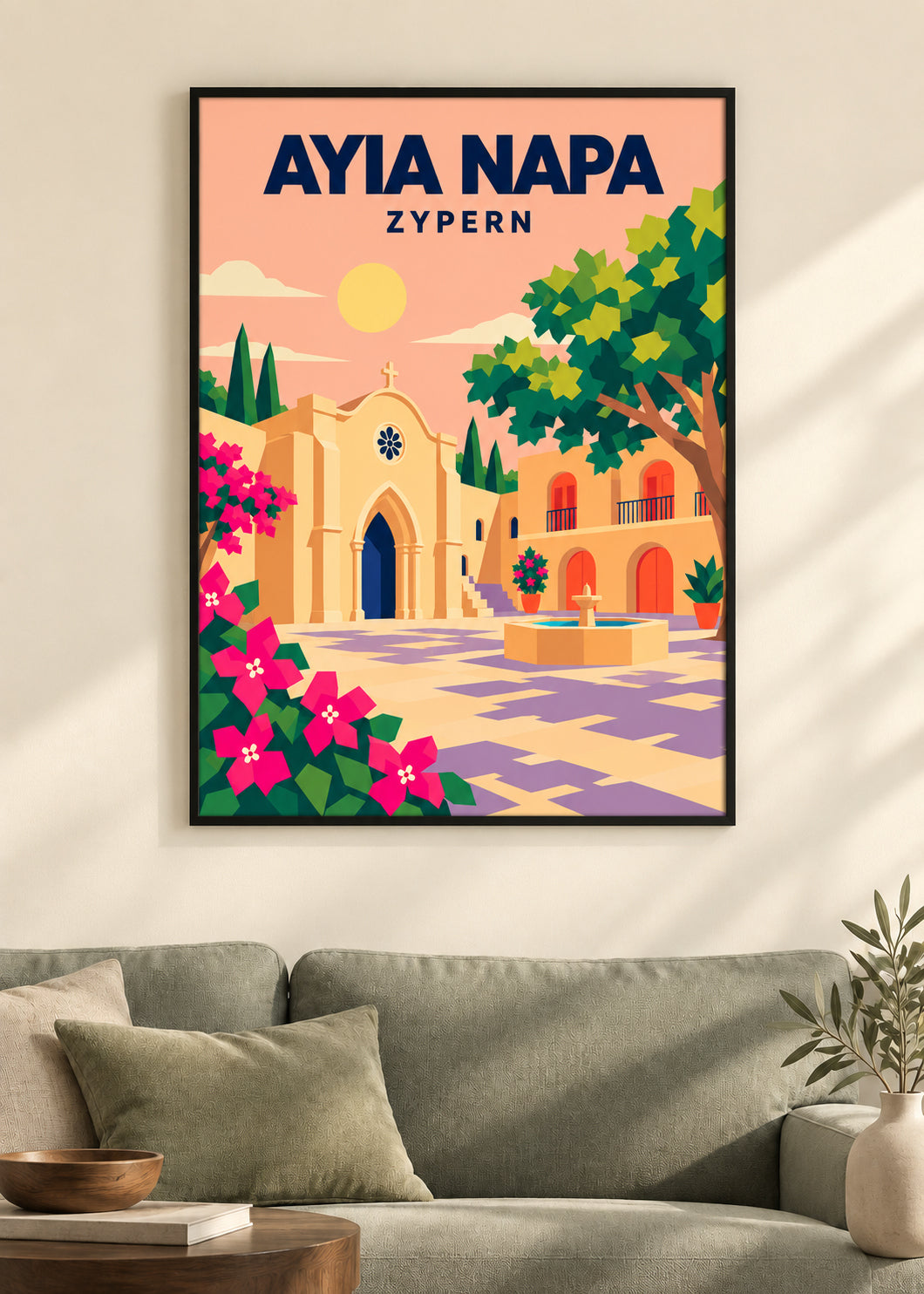 Ayia Napa – Kunstdruck im dünnen matten schwarzen Rahmen
