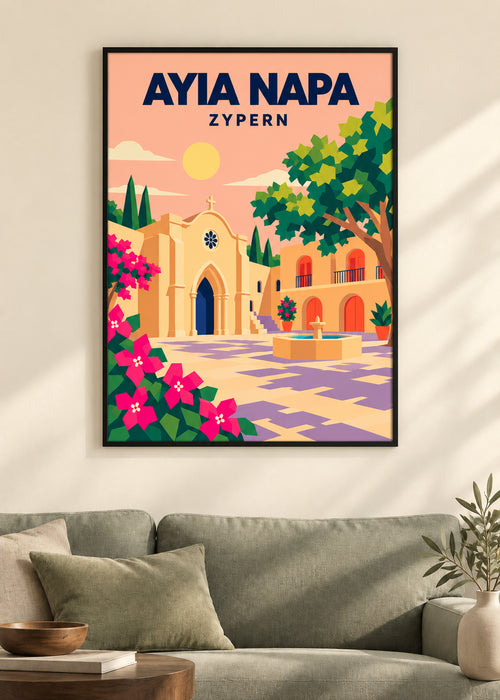 Ayia Napa – Kunstdruck im dünnen matten schwarzen Rahmen