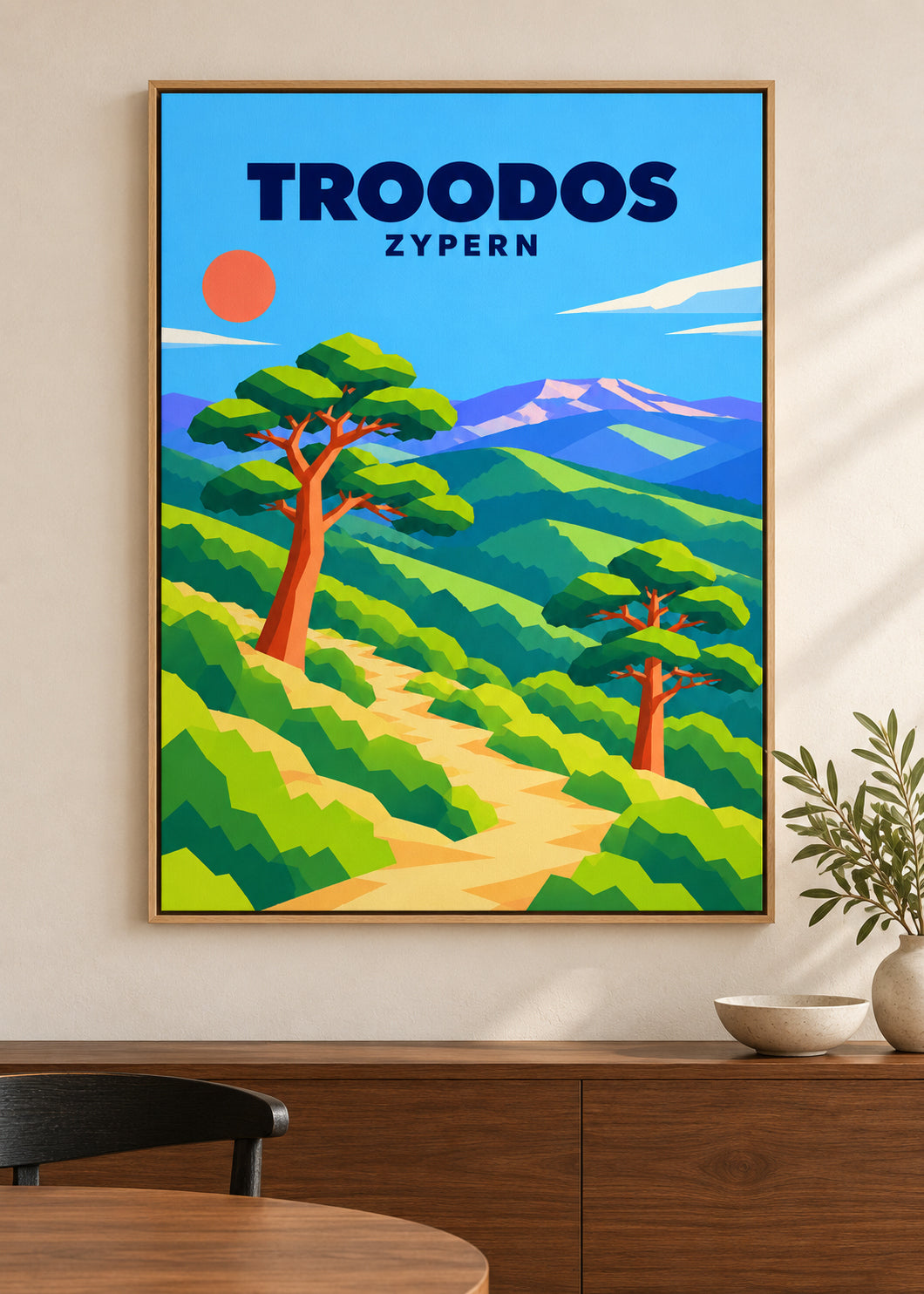 Troodos – Leinwand im dünnen Eichen-Schattenfugenrahmen