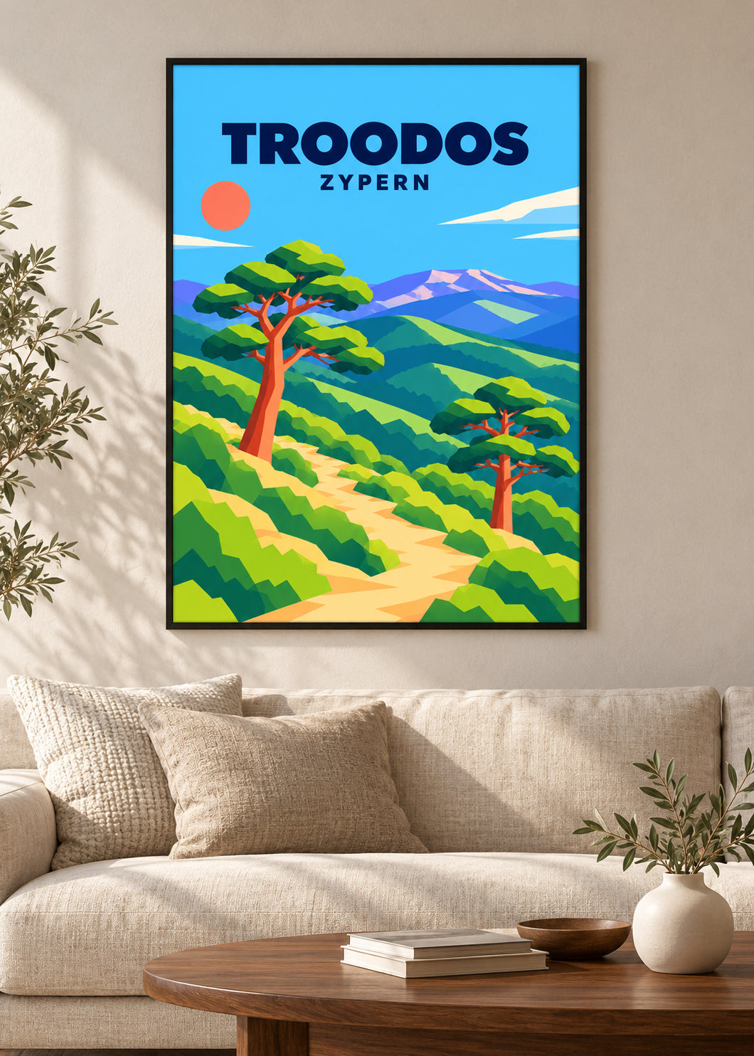 Troodos – Kunstdruck im dünnen matten schwarzen Rahmen