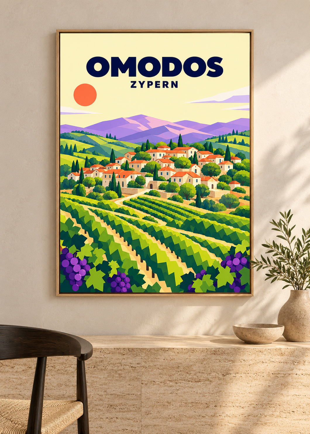 Omodos – Leinwand im dünnen Eichen-Schattenfugenrahmen