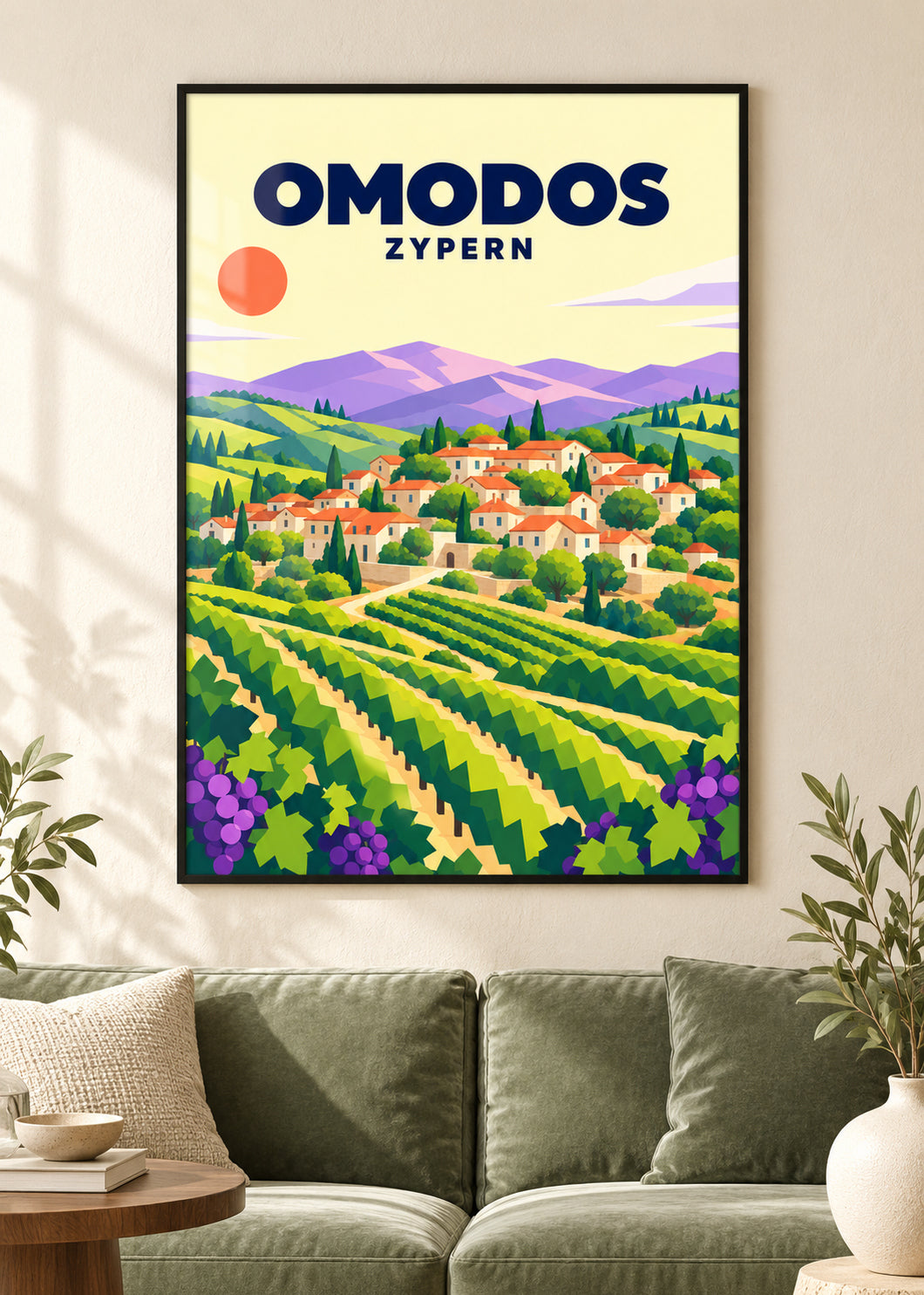 Omodos – Kunstdruck im dünnen matten schwarzen Rahmen