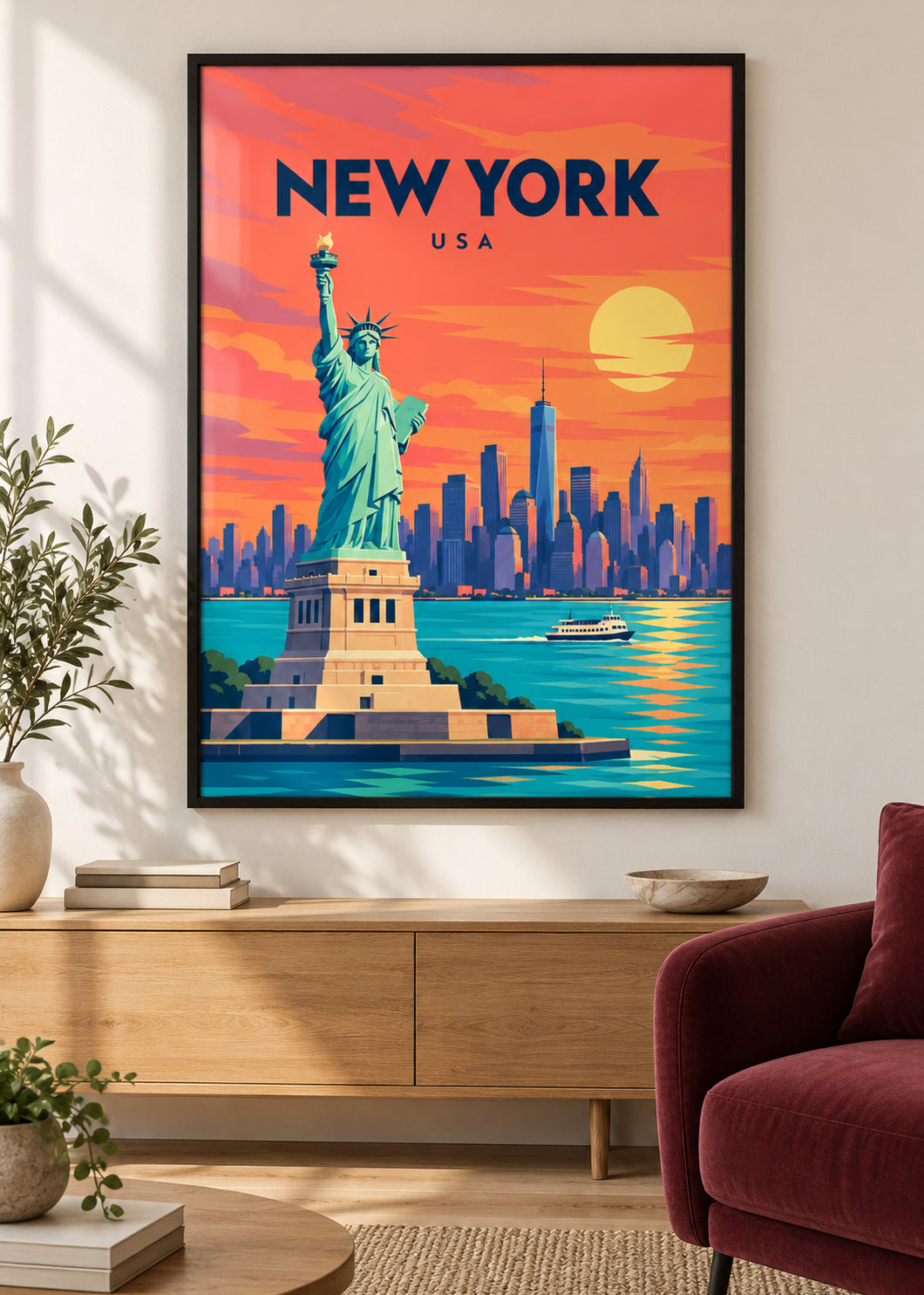 New York – Kunstdruck im dünnen schwarzen Rahmen mit Acrylglas