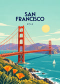 San Francisco, USA – geometrische Illustration der Golden Gate Bridge
