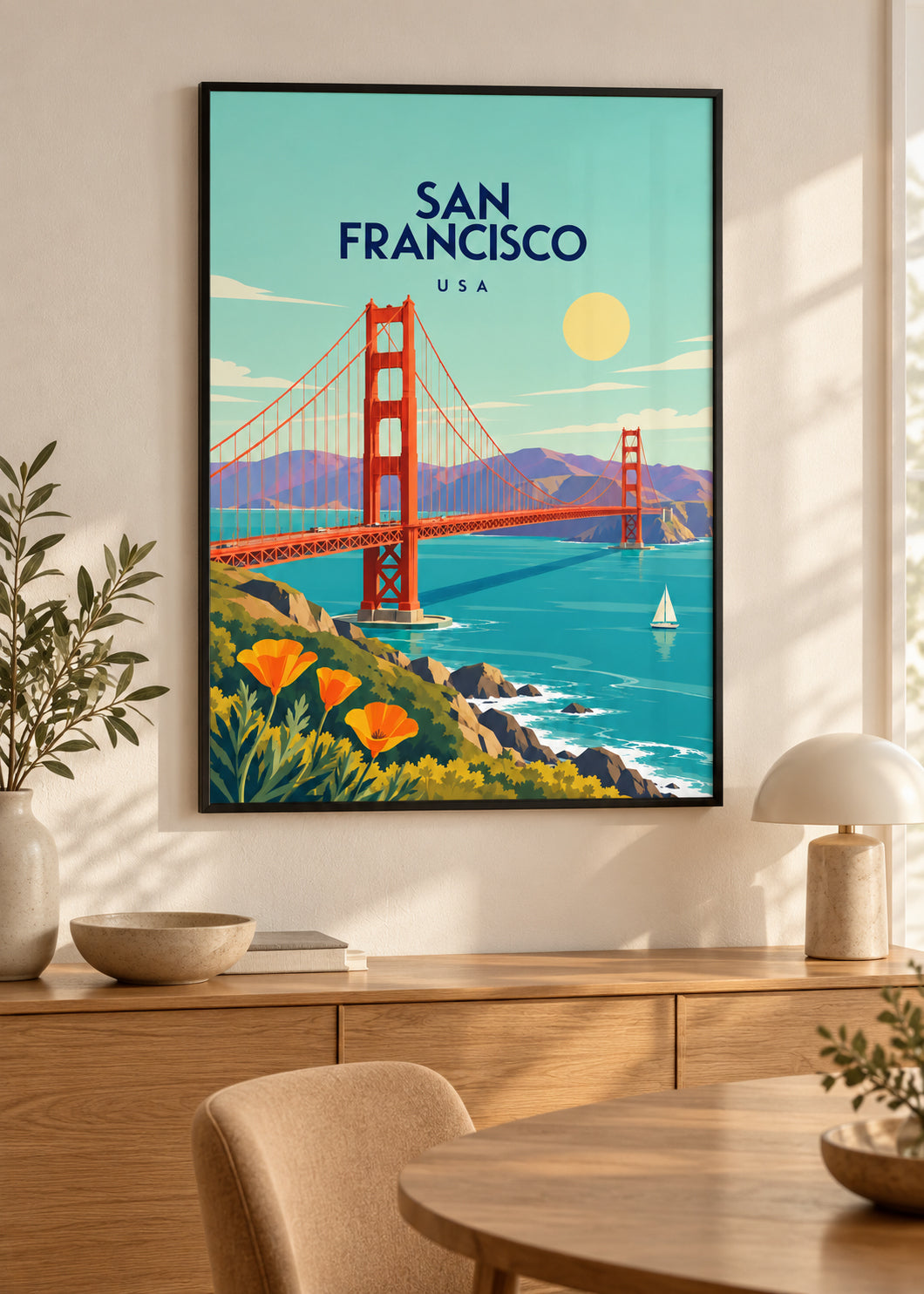 San Francisco – Kunstdruck im schwarzen Rahmen mit Acrylglas