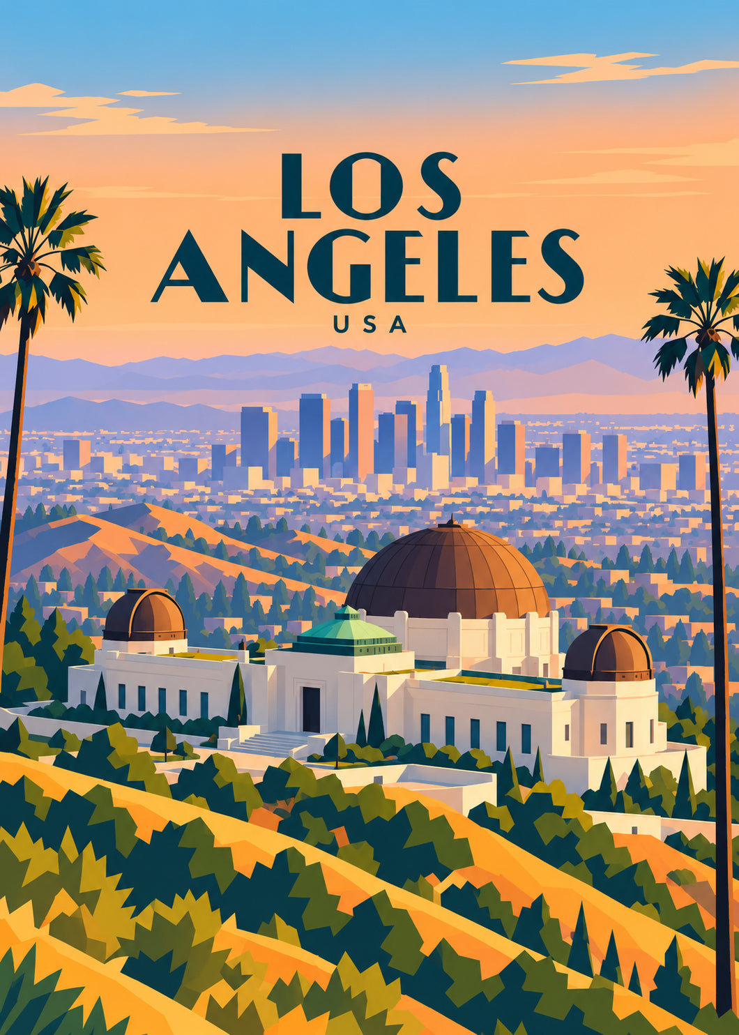 Los Angeles – geometrische Illustration, USA