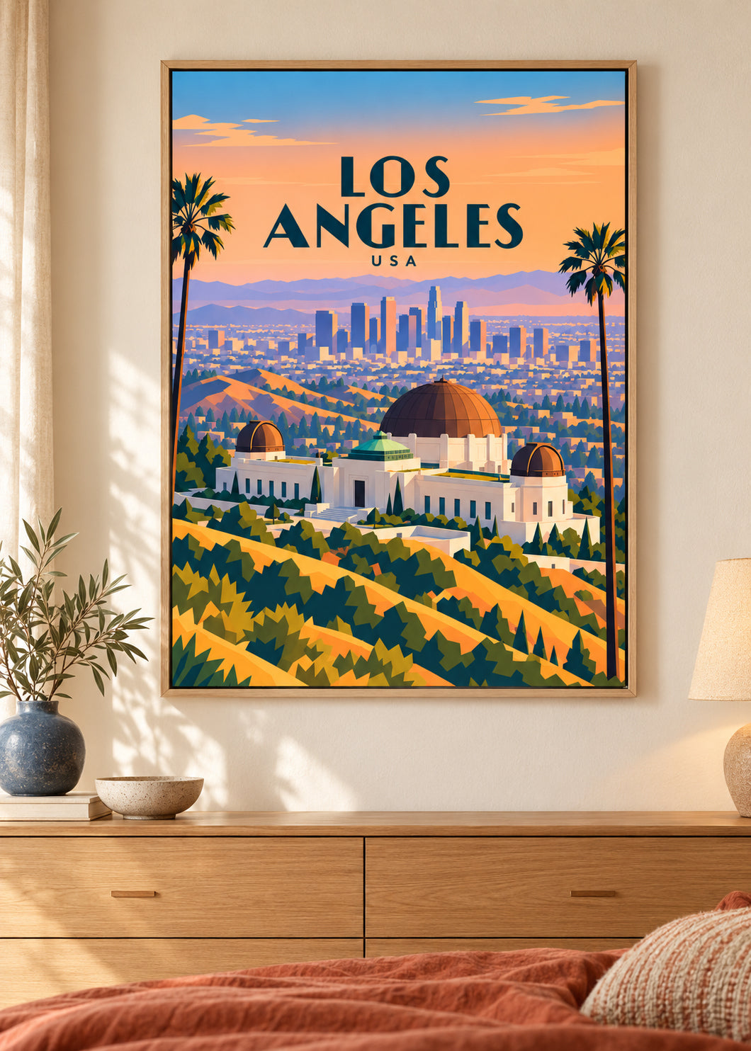 Los Angeles – Leinwand mit Eichen-Schattenfugenrahmen