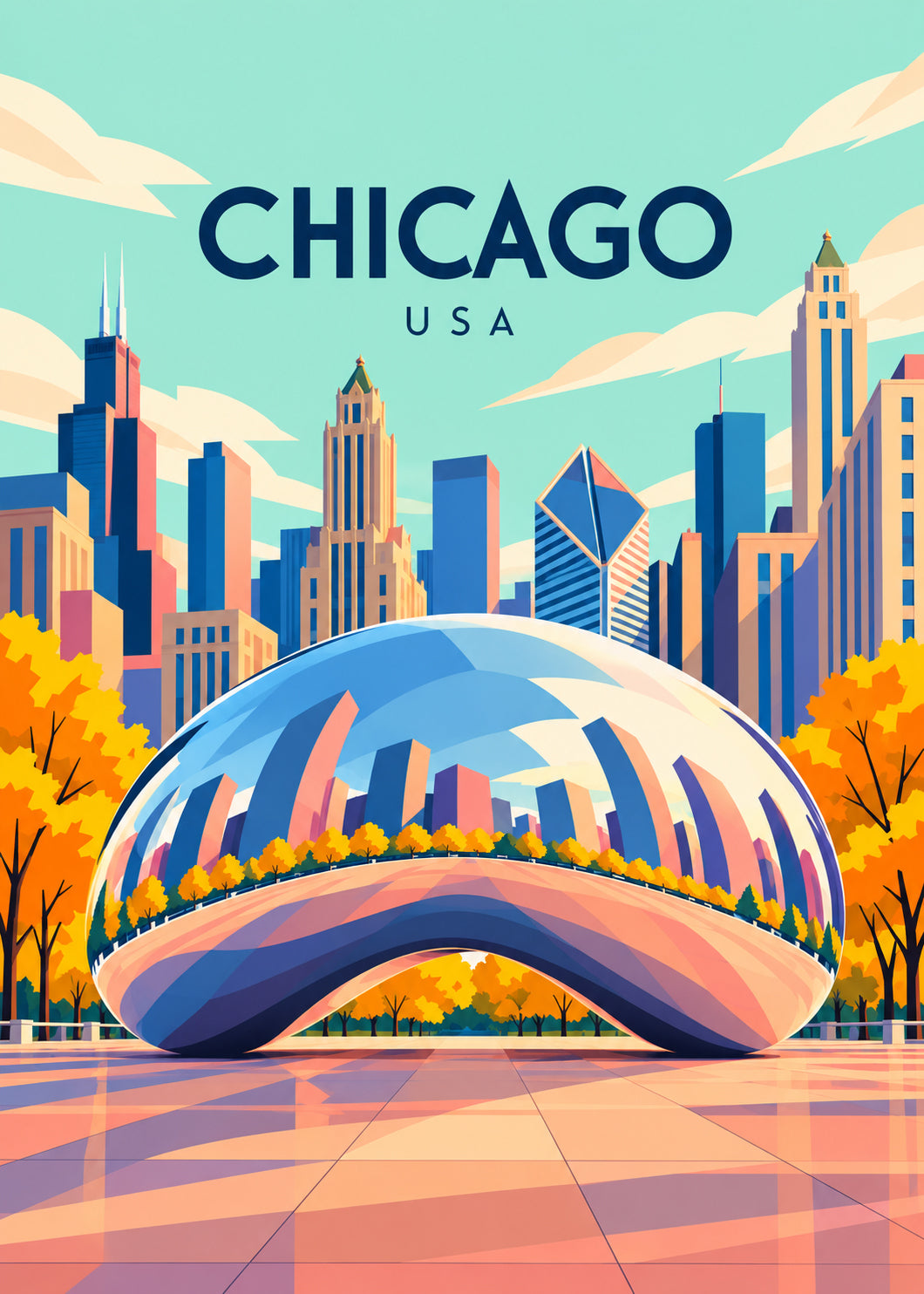 Chicago – geometrische Illustration, USA