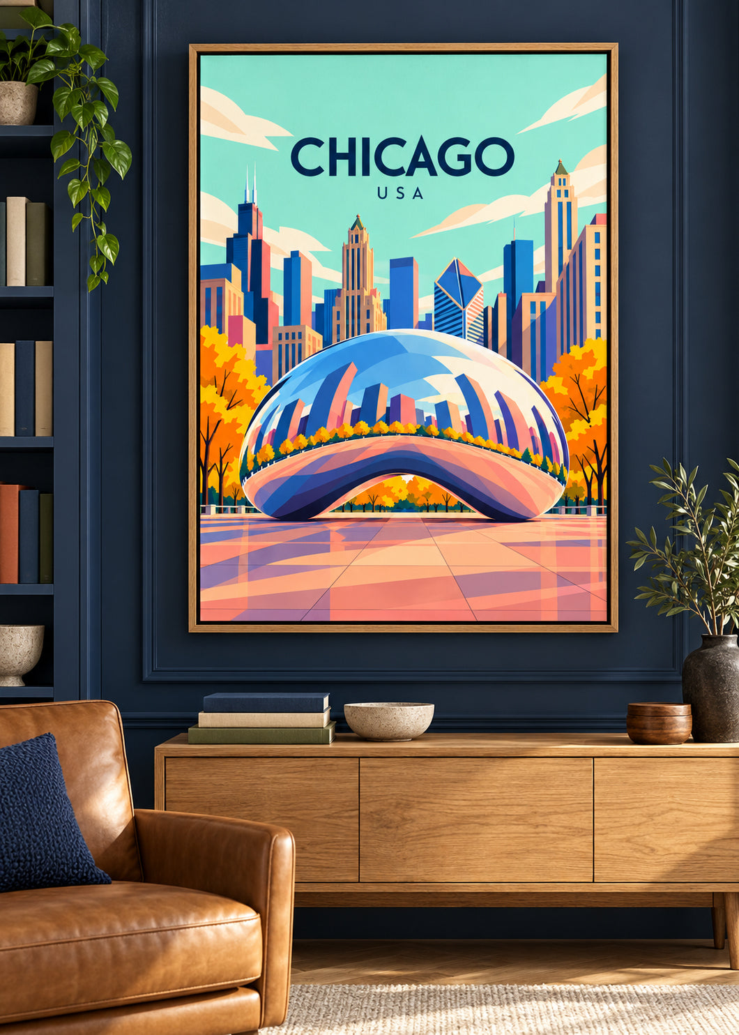 Chicago – Leinwand mit Eichen-Schattenfugenrahmen