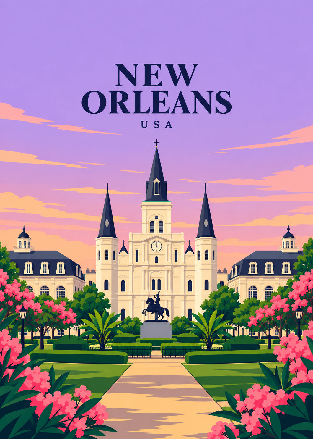 New Orleans – geometrische Illustration, USA