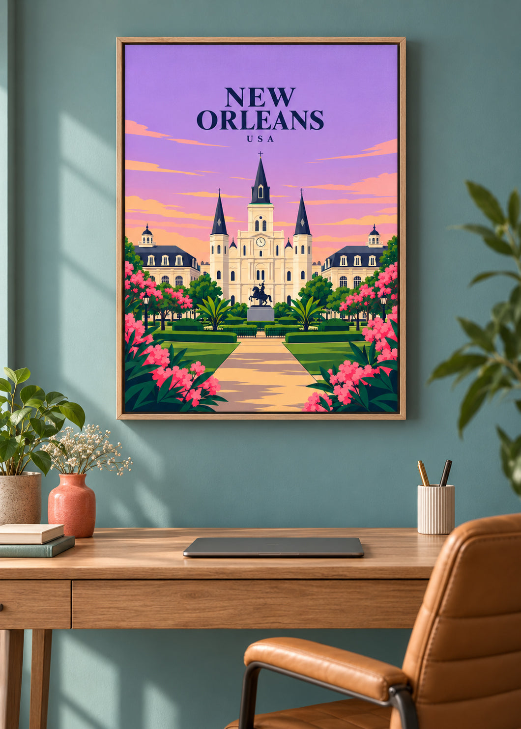 New Orleans – Leinwand mit Eichen-Schattenfugenrahmen