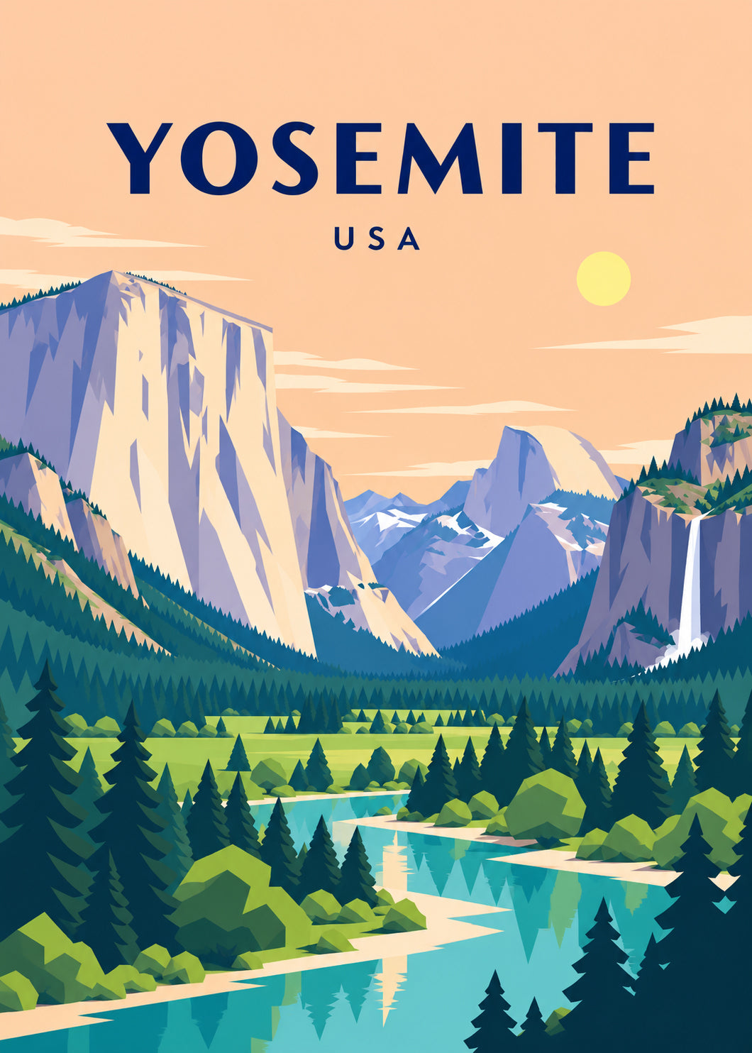 Yosemite – geometrische Illustration, USA