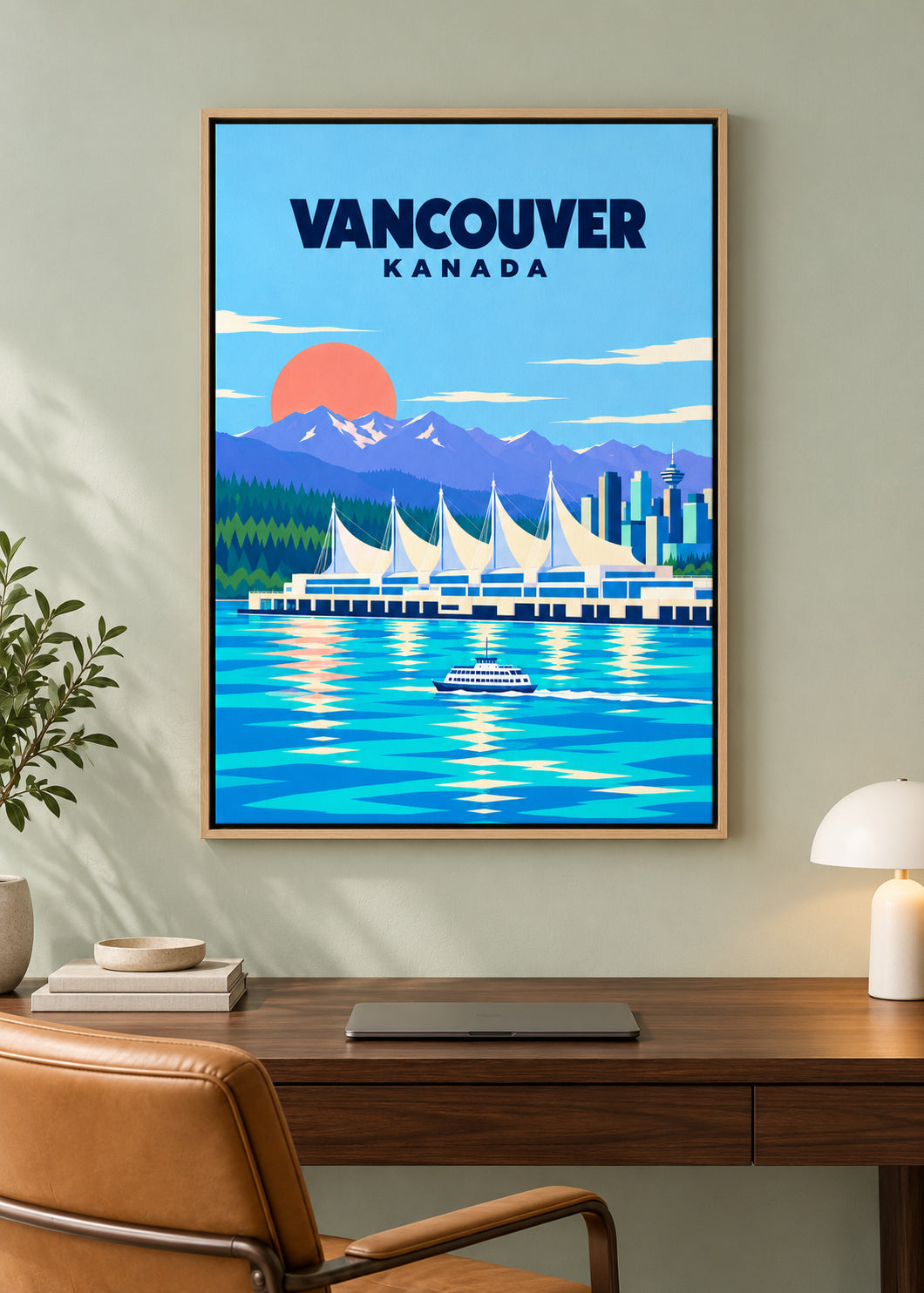 Vancouver – Leinwand im dünnen Eichen-Schattenfugenrahmen