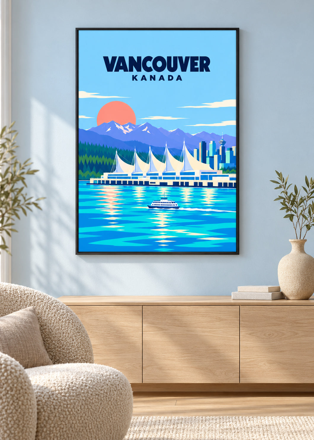 Vancouver – Kunstdruck im dünnen matten schwarzen Rahmen mit Acrylglas