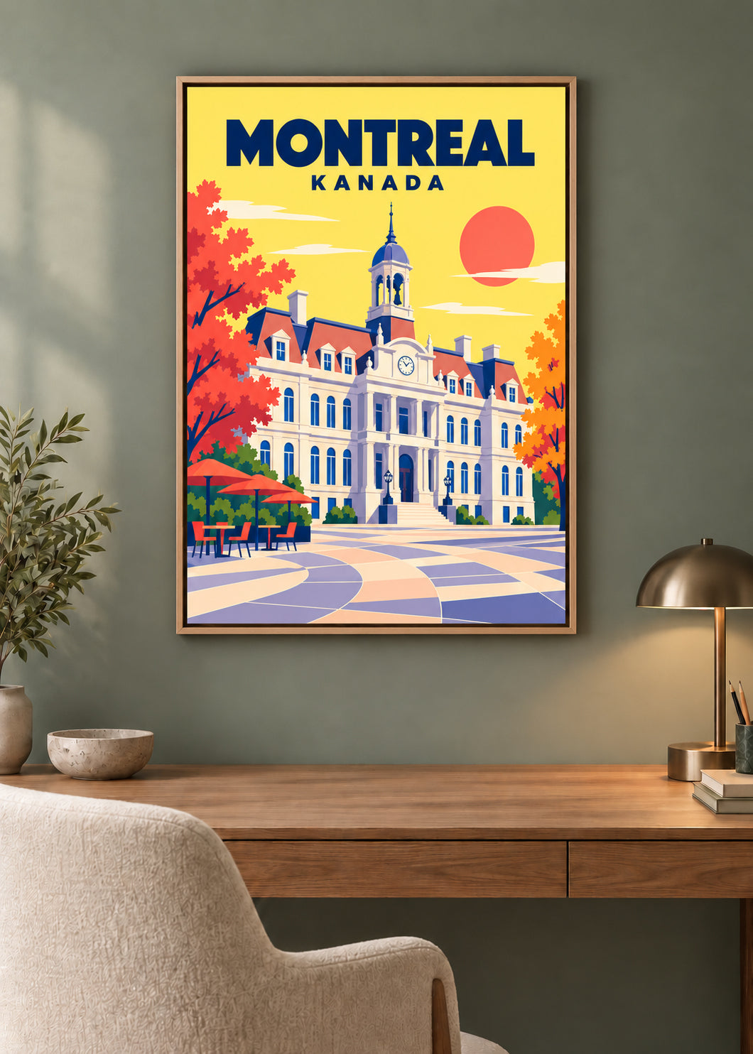 Montreal – Leinwand im dünnen Eichen-Schattenfugenrahmen