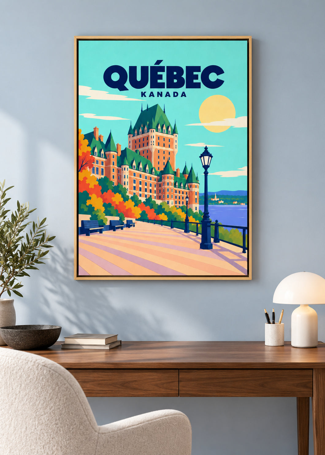 Québec – Leinwand im dünnen Eichen-Schattenfugenrahmen