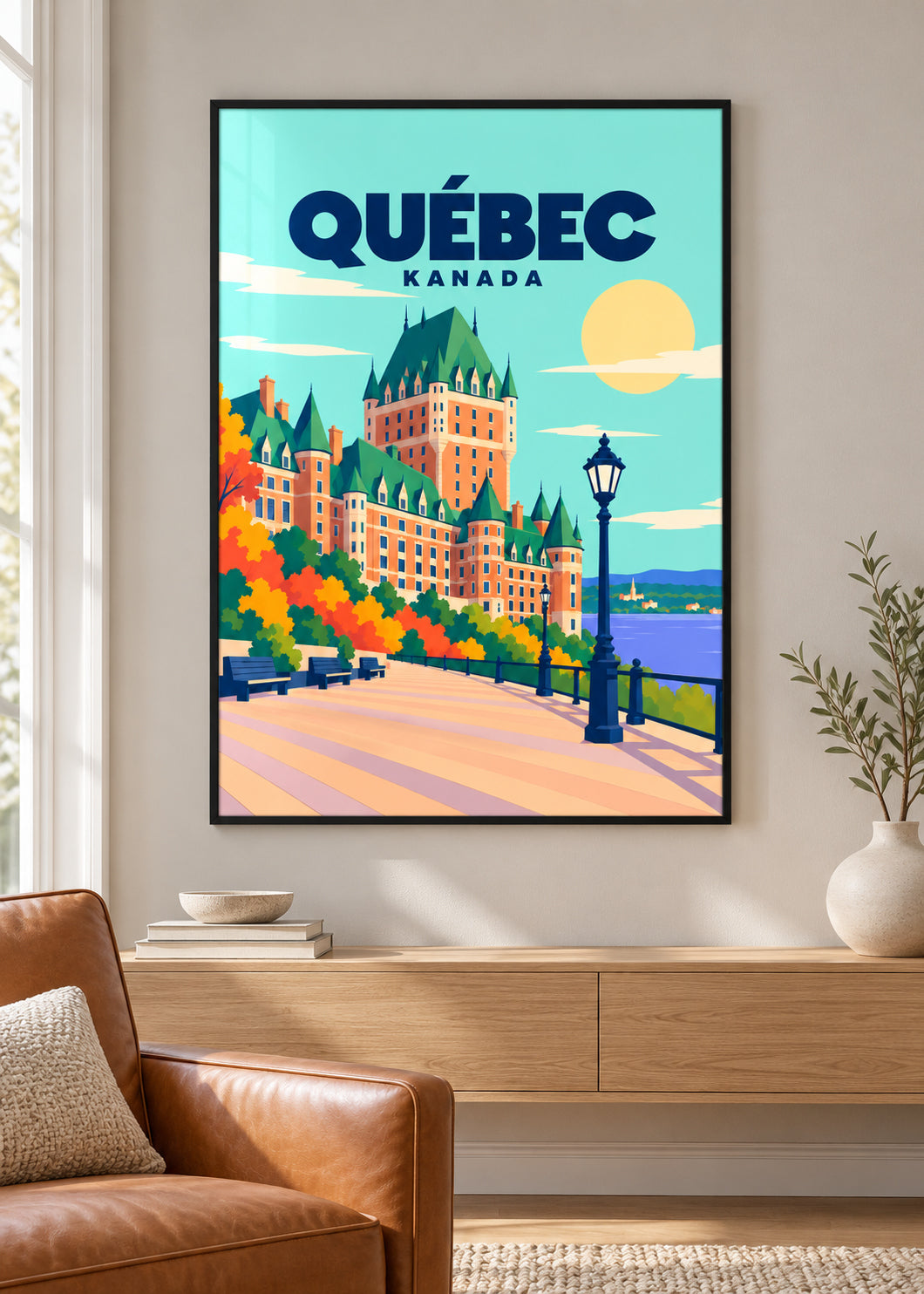 Québec – Kunstdruck im dünnen matten schwarzen Rahmen mit Acrylglas