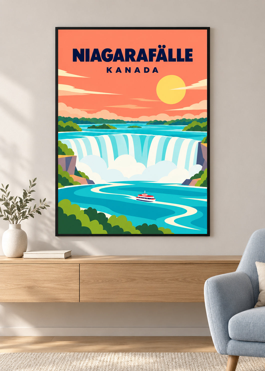 Niagarafälle im dünnen schwarzen Rahmen mit Acrylglas