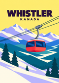 Whistler – geometrische Illustration der roten PEAK-2-PEAK-Gondel in Kanada