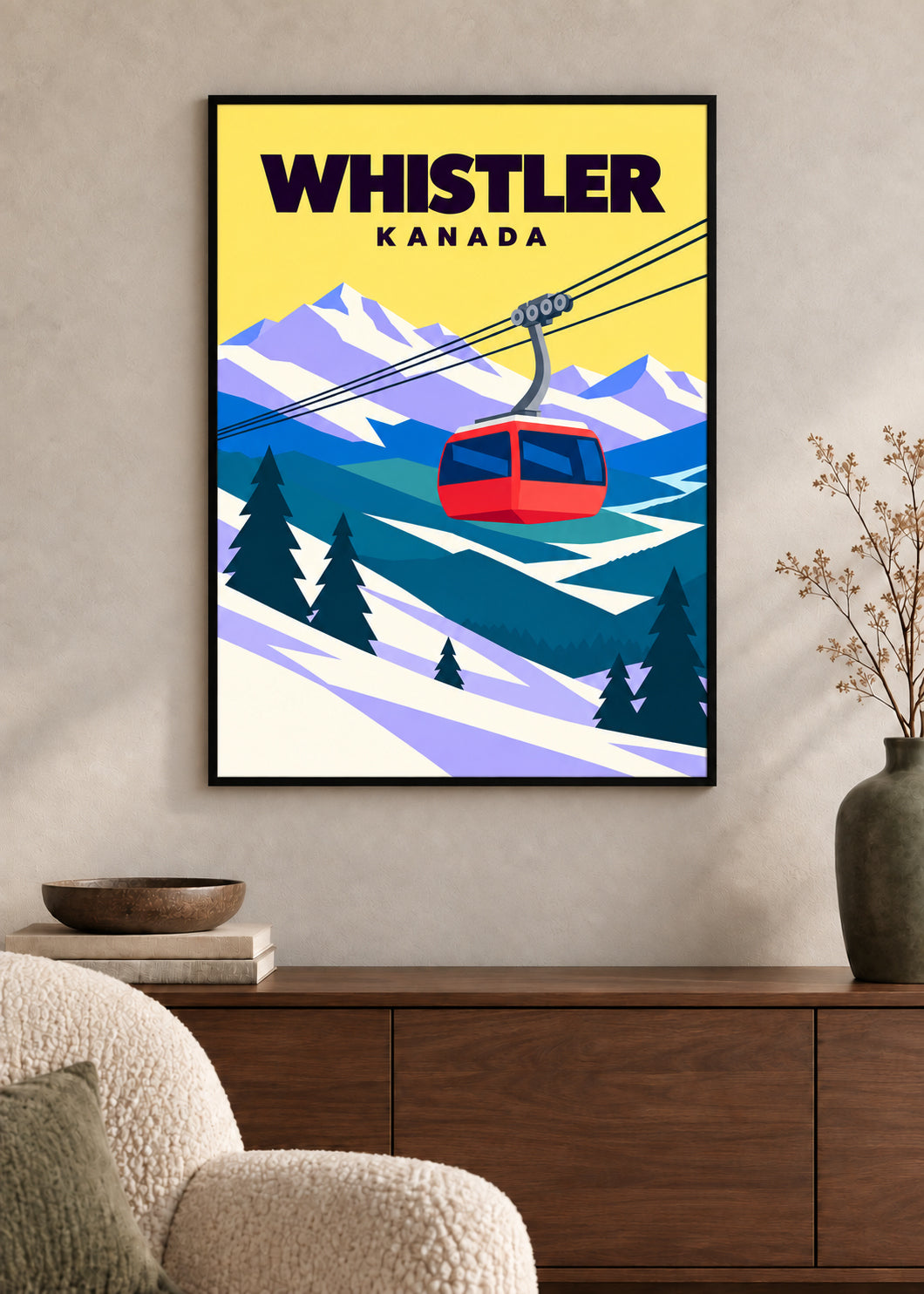 Whistler im dünnen schwarzen Rahmen mit klarem Acrylglas