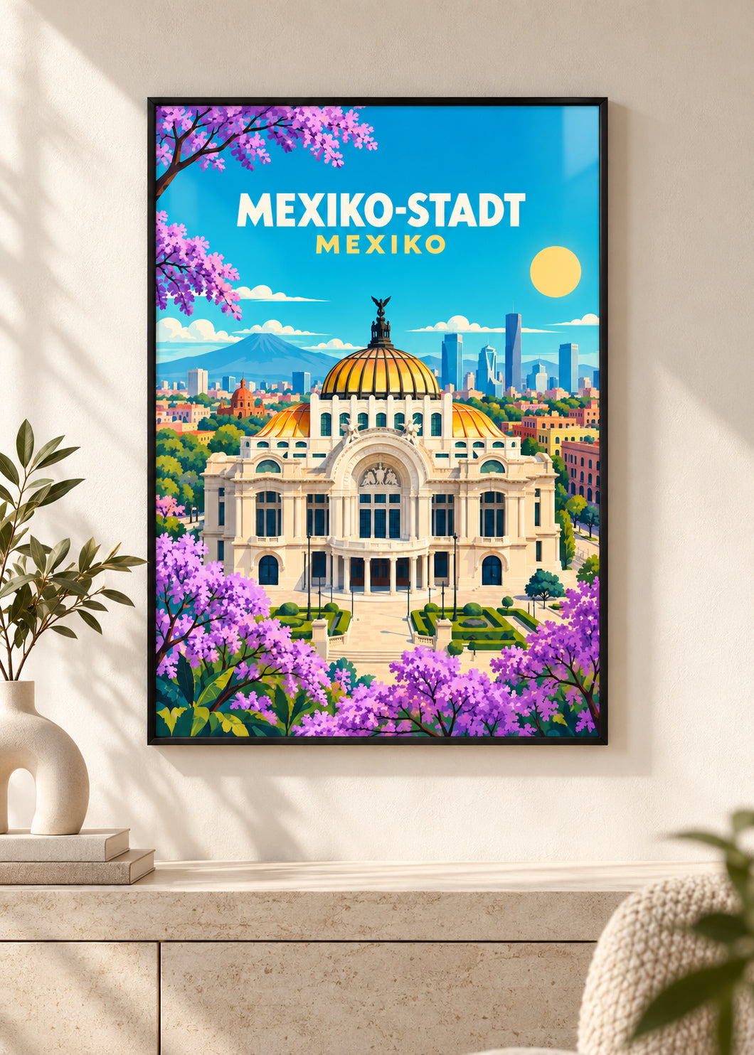 Mexiko-Stadt – Mockup im dünnen schwarzen Rahmen mit Acrylglas