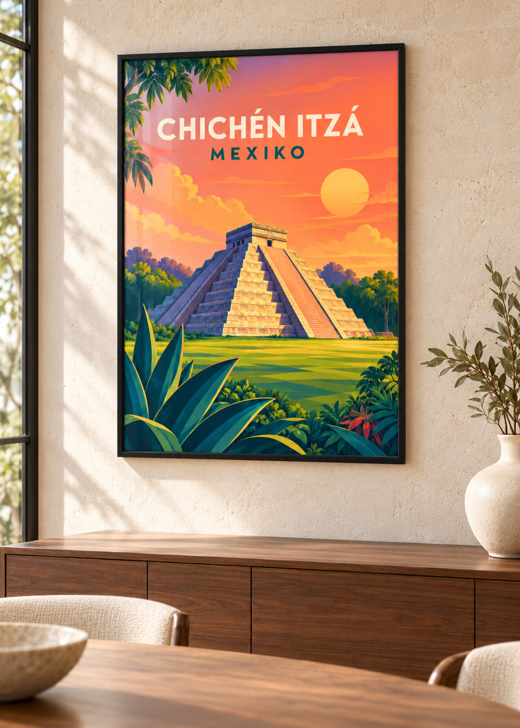 Chichén Itzá – Mockup im dünnen schwarzen Rahmen mit Acrylglas