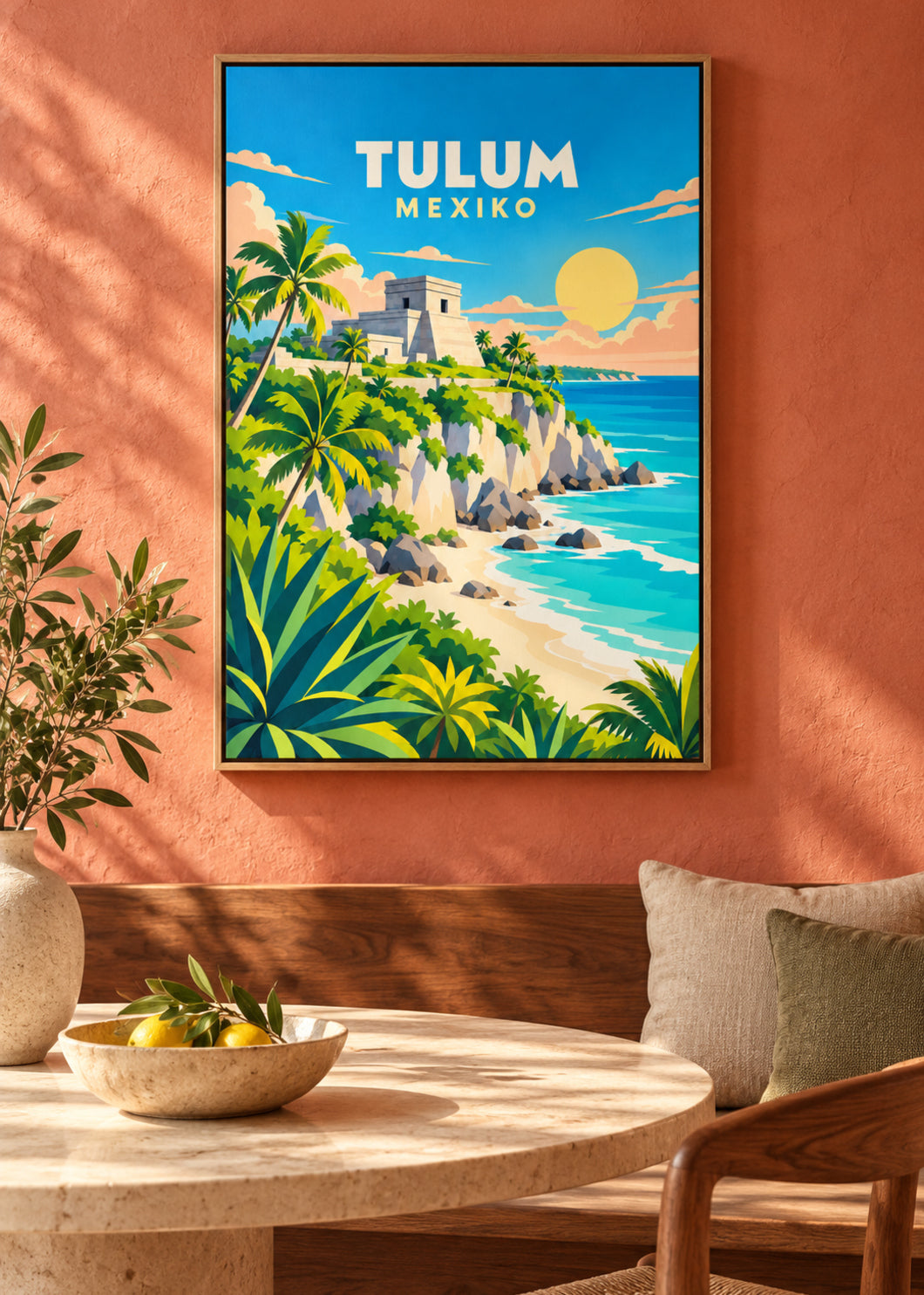 Tulum – Mockup als Leinwand im Eichen-Schattenfugenrahmen